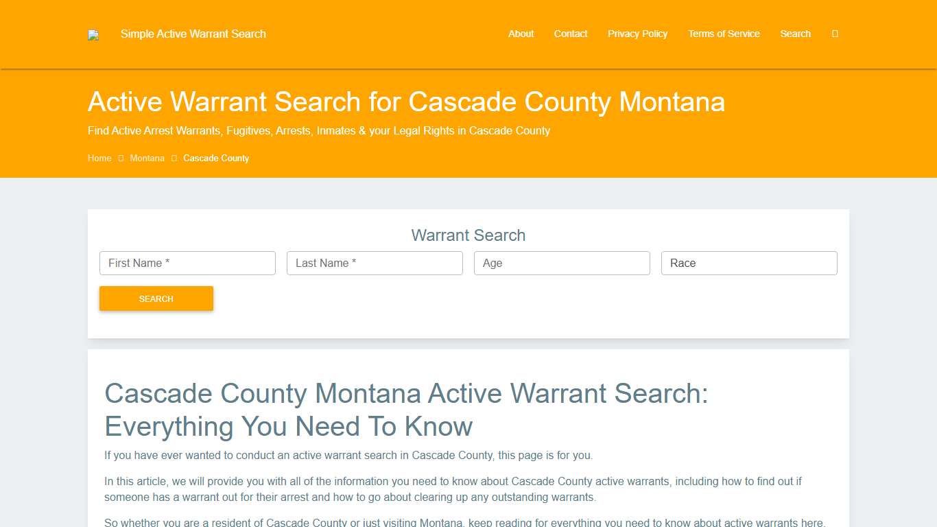 Active Warrant Search in Cascade County Montana - Outstanding Warrants